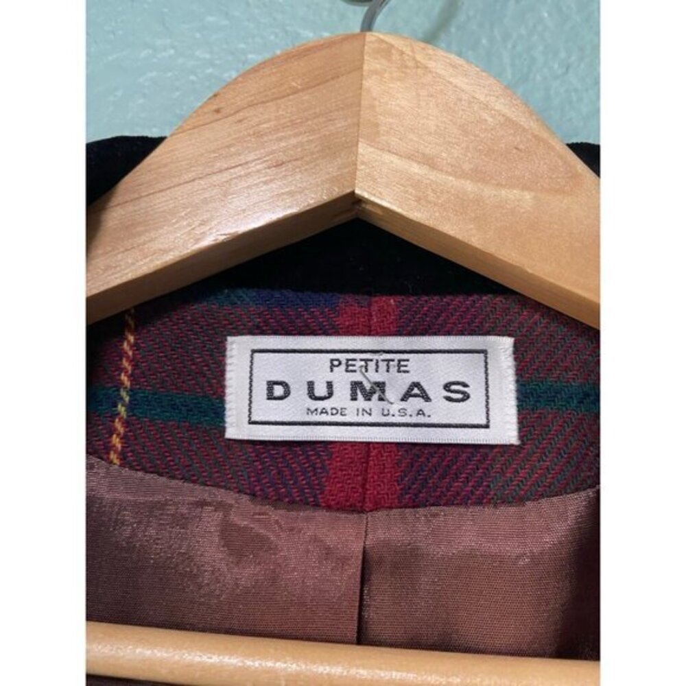 Vintage Dumas Women's Green Plaid Blazer Jacket Button Up - Picture 5 of 7